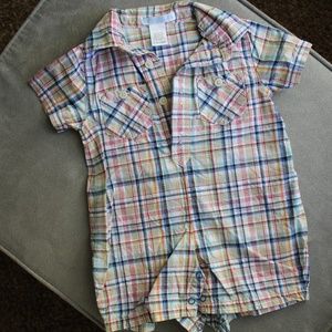 Janie and Jack boys plaid one piece polo 0-3M